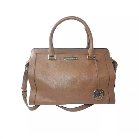Michael Kors Collins Leather Satchel Handbag Travel Brown Medium Size - Picture 5 of 11